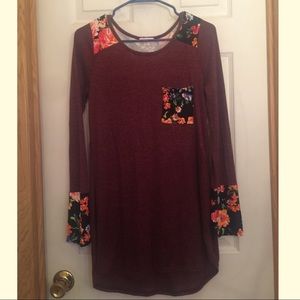 Burgundy and Floral Boutique Blouse